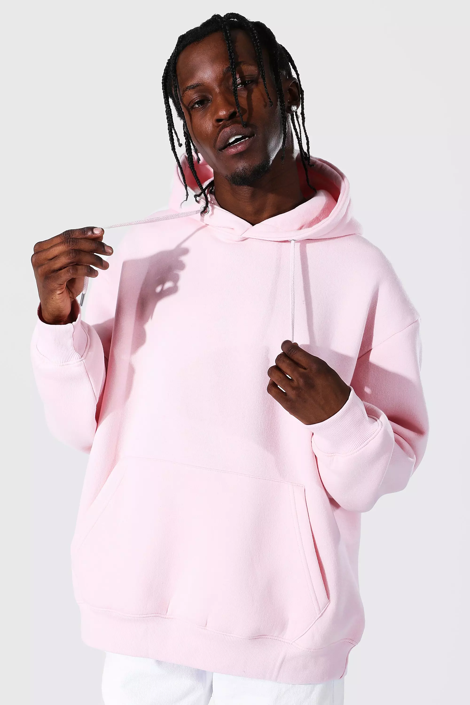 Pink oversized hot sale hoodie mens